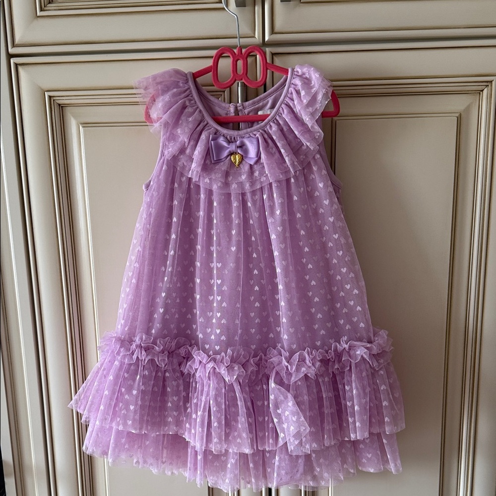 Purple Ruffled Dress with Bow